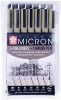 ����� ����������� ����� Pigma Micron 6�� (0.2�� 025�� 0.3�� 0.35�� 0.45�� 0.5��) ������ + brush